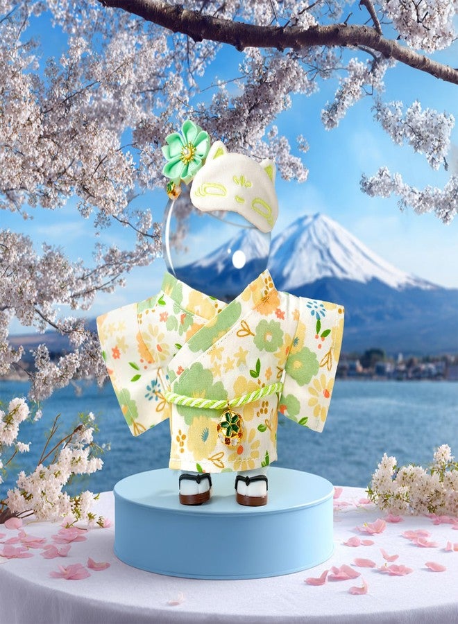ARTST Clothes for 17cm Dolls,Outfit Accessories Kimono Set for 6.7inch Dolls Boys, Kawaii Chic Deigner Style Flower Hairbow+Green Clothing+Cute Mask+Clogs(NO Doll) - Image 2